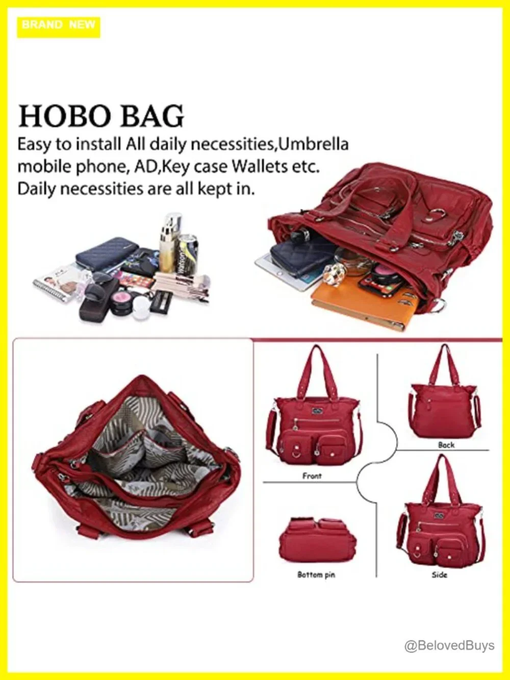 Soft Faux Leather Hobo Bag Satchel Shoulder Bag Crossbody Tote